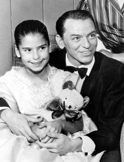 Frank Sinatra and daughter Tina backstage at The Frank Sinatra Show, 1958
